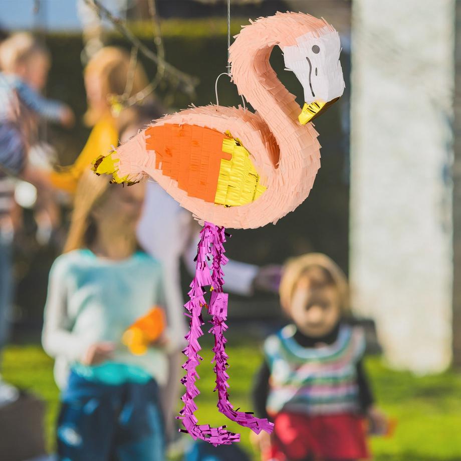 B2X  Pinata flamant rose avec massue et masque 