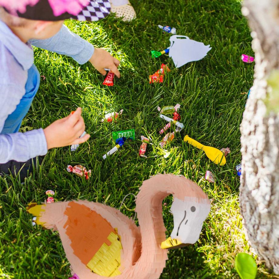 B2X  Pinata flamant rose avec massue et masque 