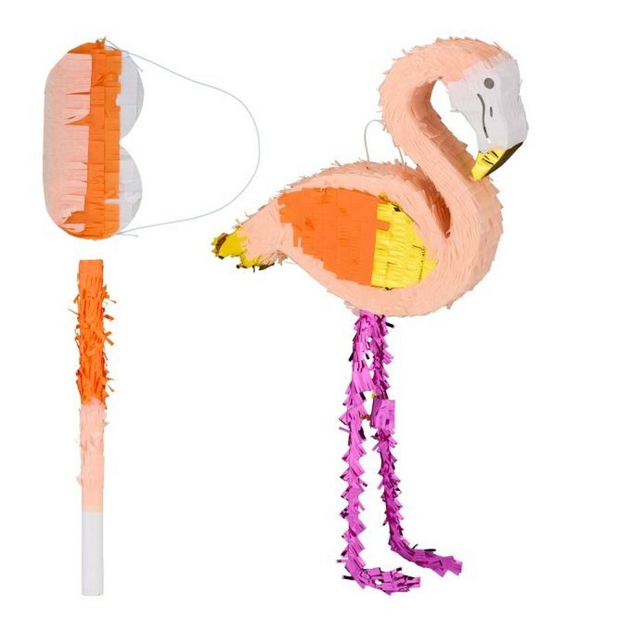 B2X  Pinata flamant rose avec massue et masque 