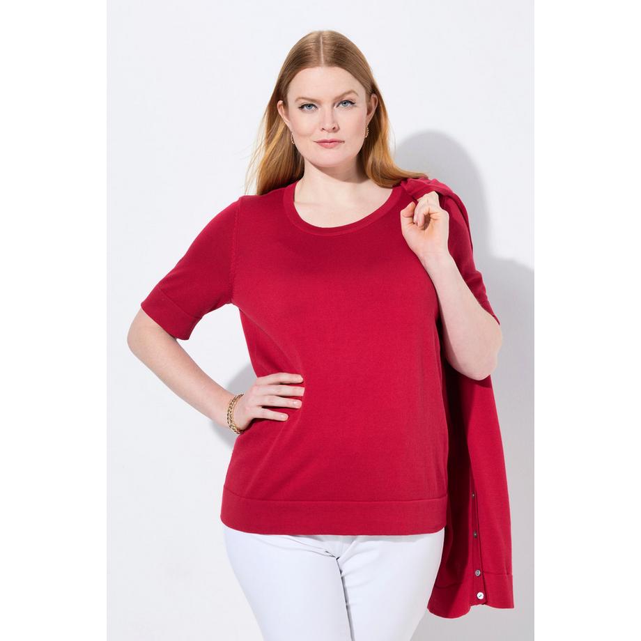 Ulla Popken Twinset Col Rond Manches Courtes Coton Pima Pull  