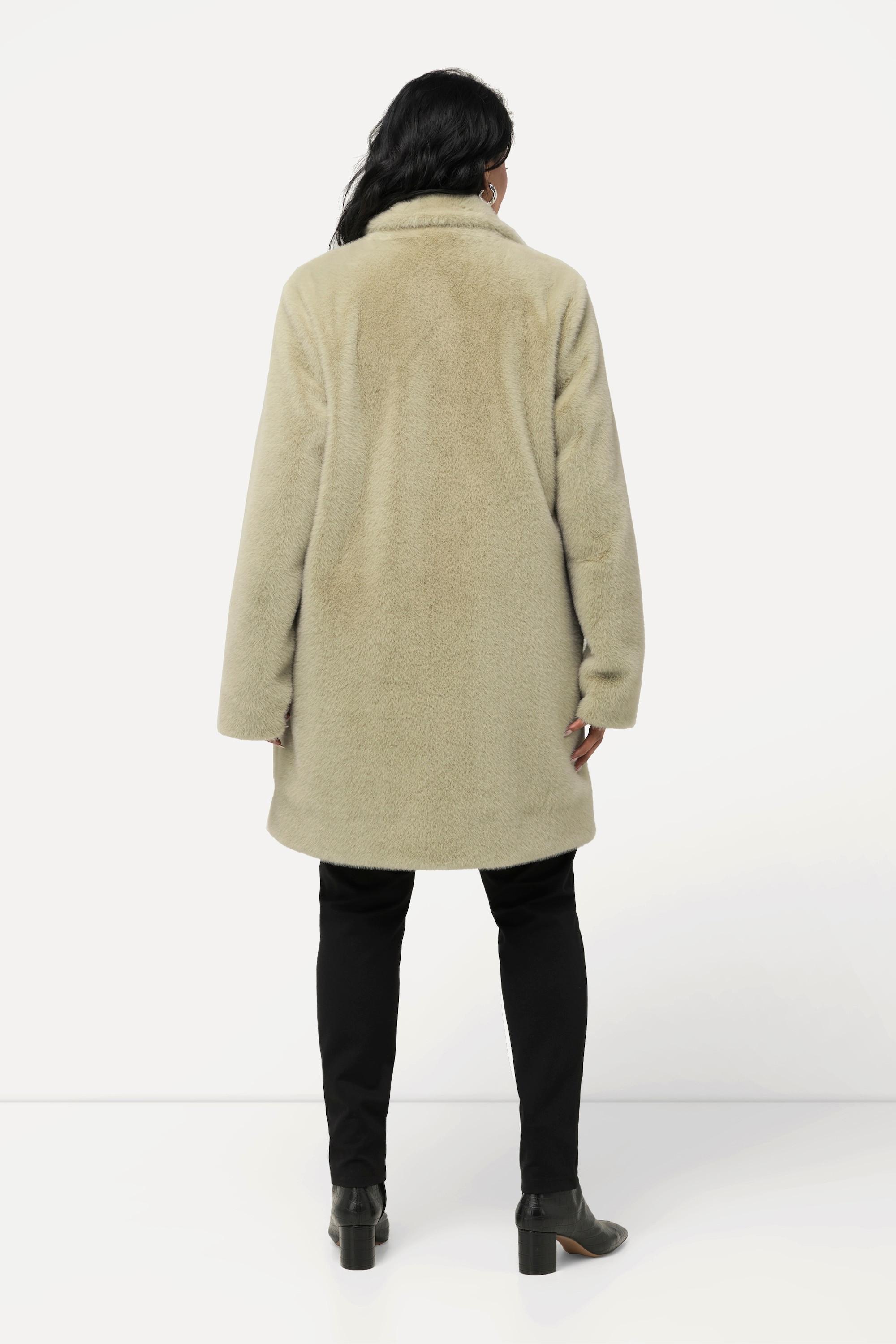 Ulla Popken Cappotto in pelliccia sintetica Collo alto Abbottonatura  