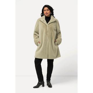 Ulla Popken Cappotto in pelliccia sintetica Collo alto Abbottonatura  
