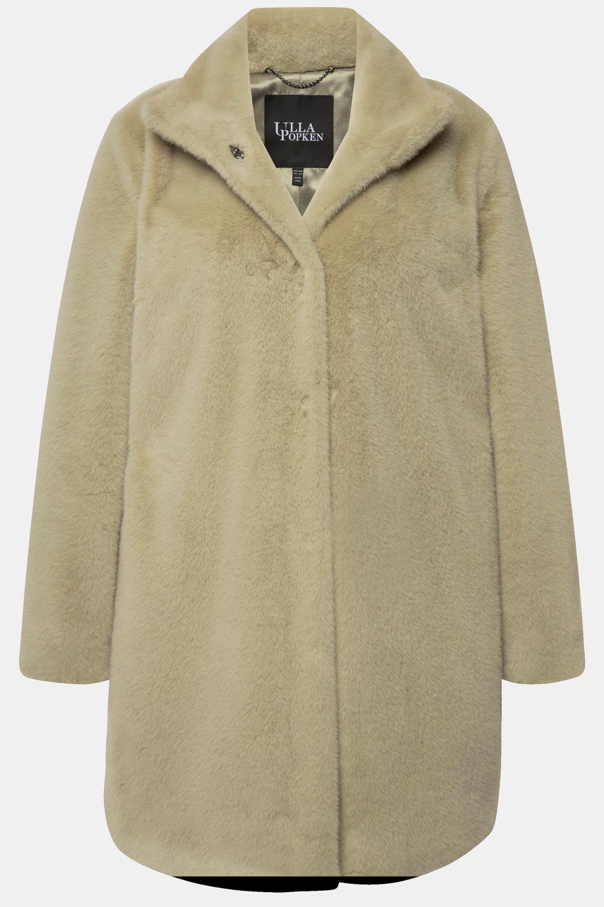 Ulla Popken Cappotto in pelliccia sintetica Collo alto Abbottonatura  