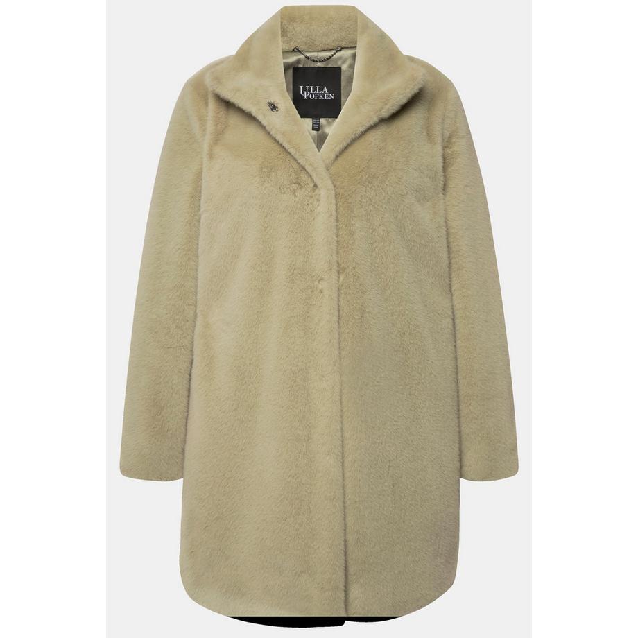 Ulla Popken Webpelzmantel Stehkragen Knopfleiste  