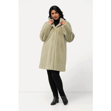 Cappotto con pelliccia sintetica, collo alto e abbottonatura