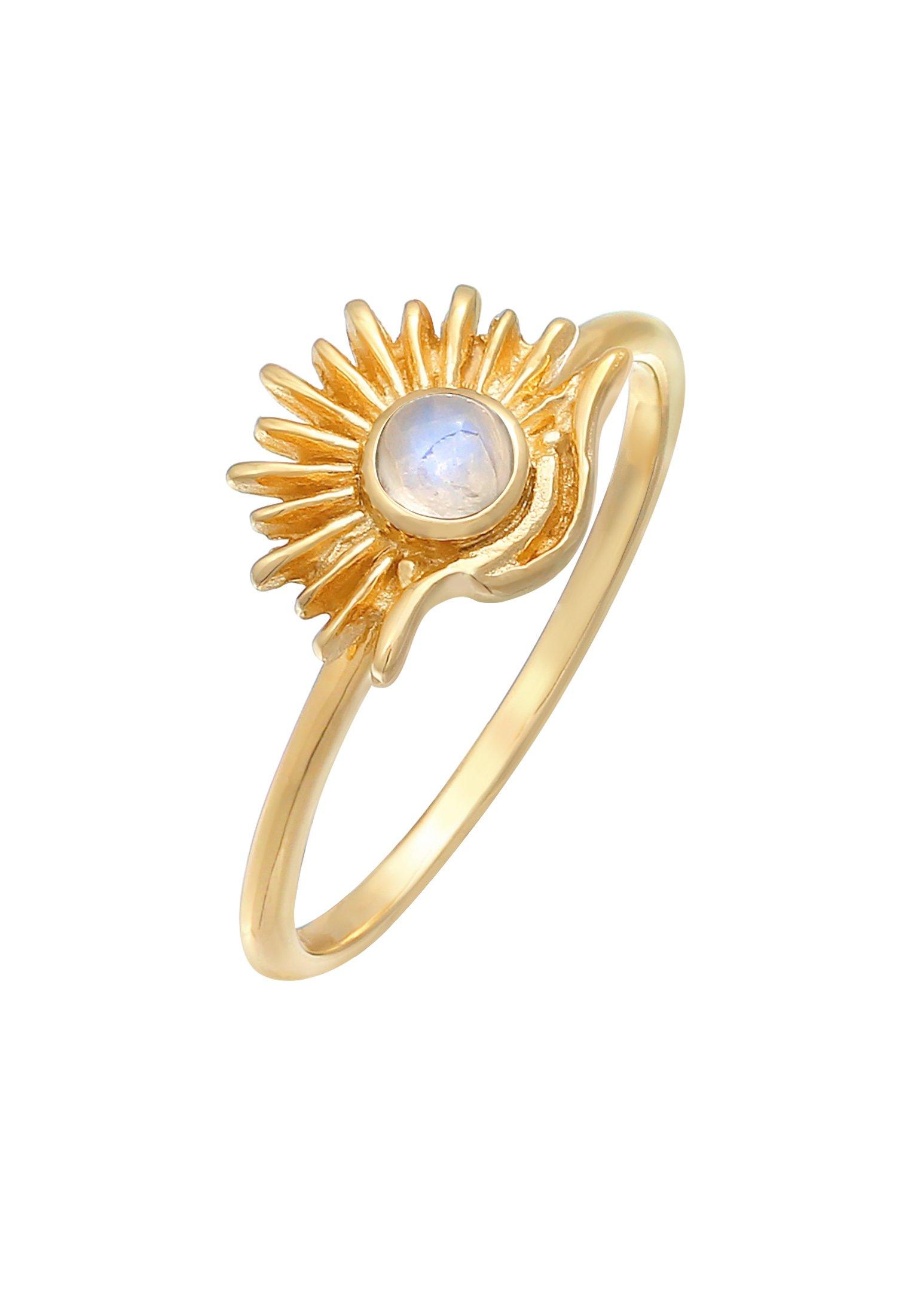 Image of Ring Mondstein Sonne Astro Boho Style Damen Gold 52mm