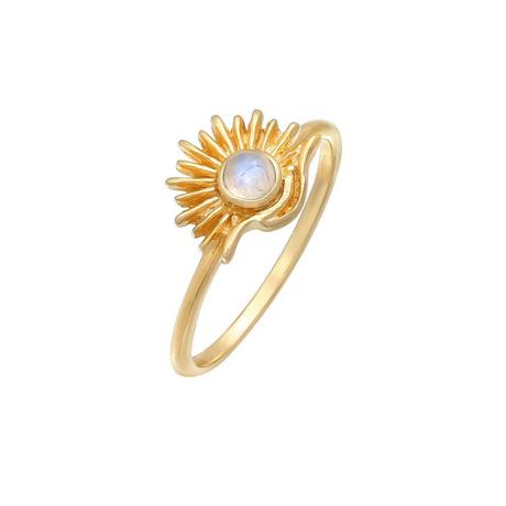 Elli  Bague Blogueur Femme Sun Boho Look Trend Avec Pierre De Lune 