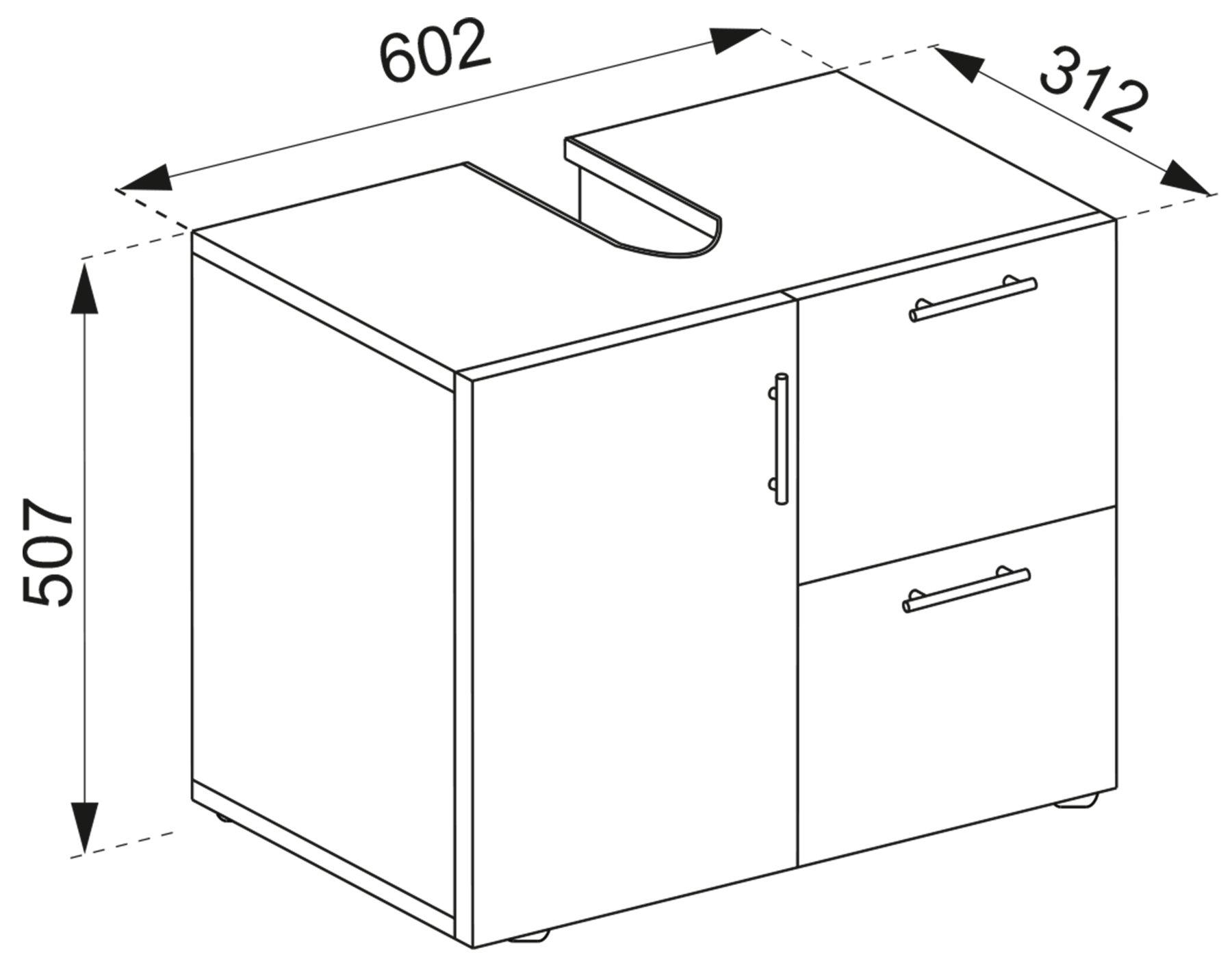 VCM Badmöbel Badunterschrank Waschbeckenunterschrank Badezimmer Flandu Schublade  