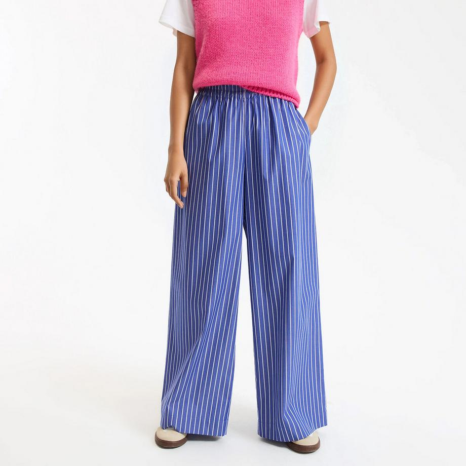 Pantalon large à rayures
