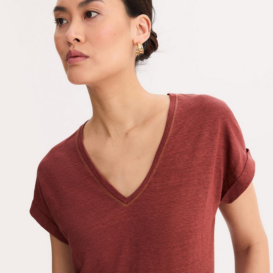 La Redoute Collections T-Shirt Lin Col V  