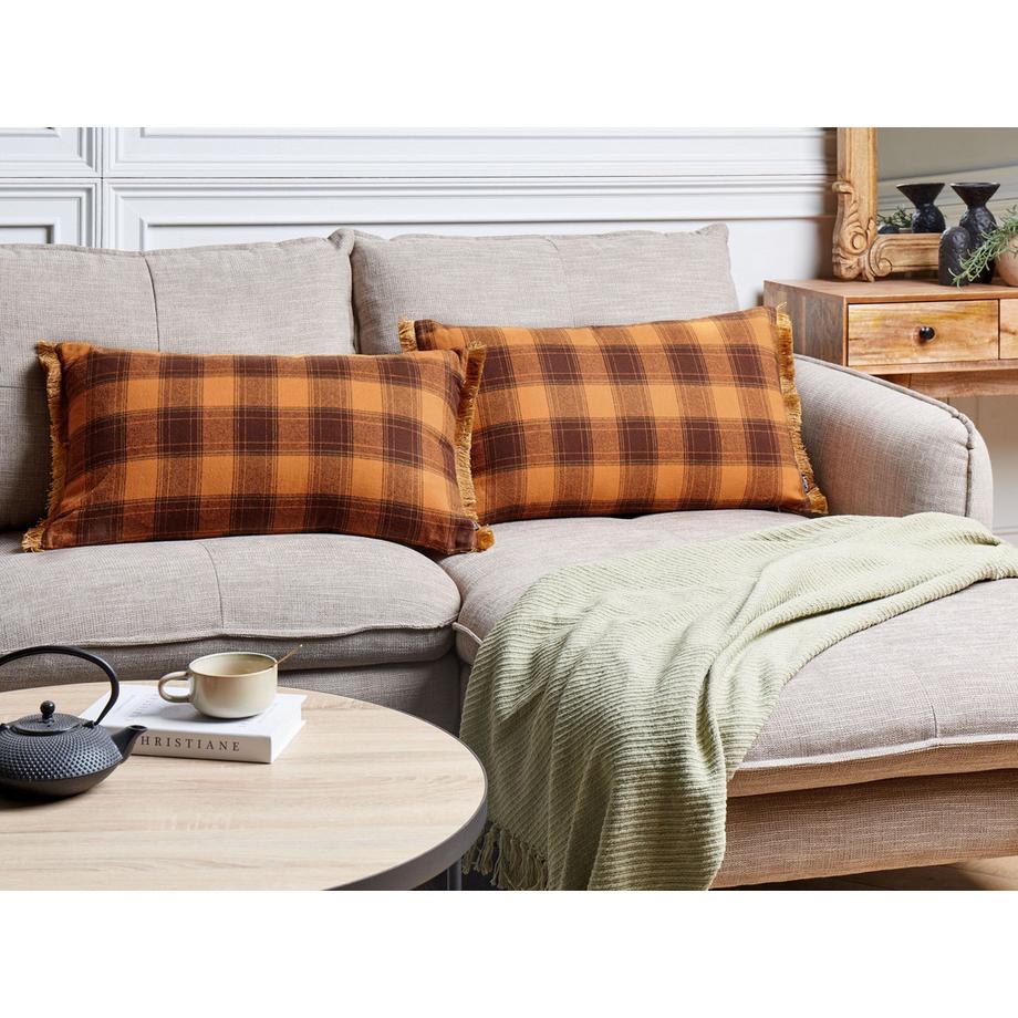 Beliani Lot de 2 coussins décoratifs en Polyester Rétro BARJA  