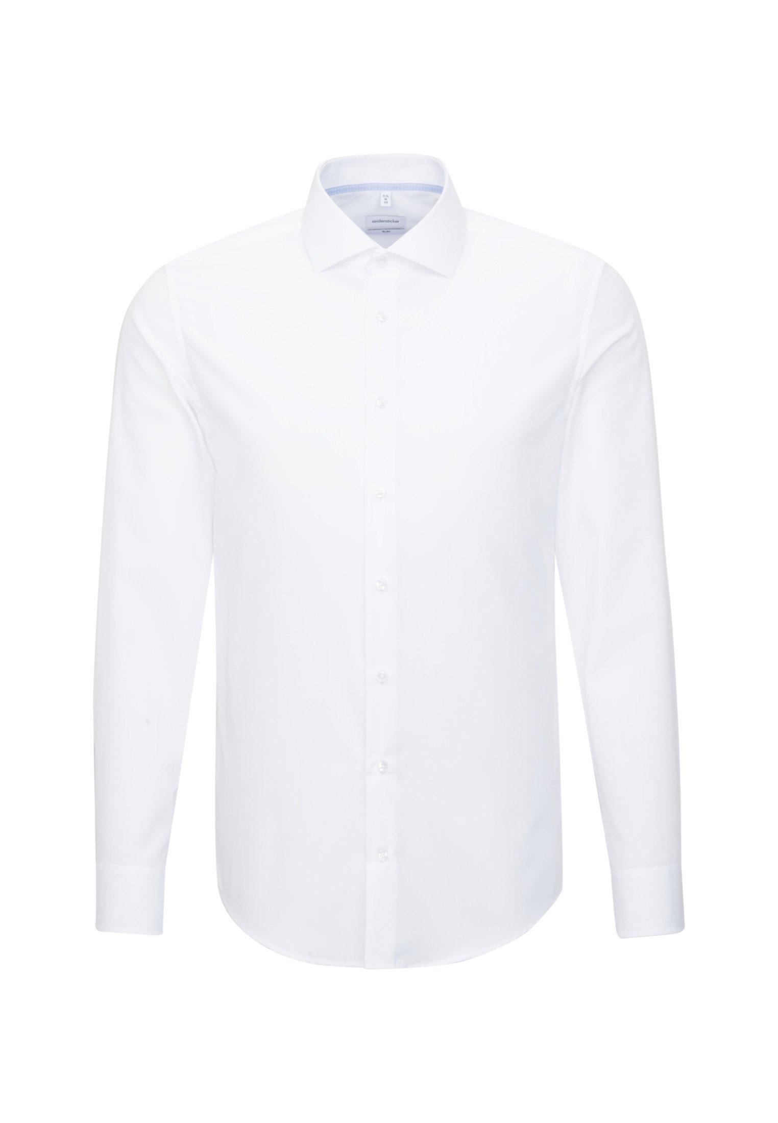 Image of Business Hemd Slim Fit Langarm Uni Herren Weiss 42