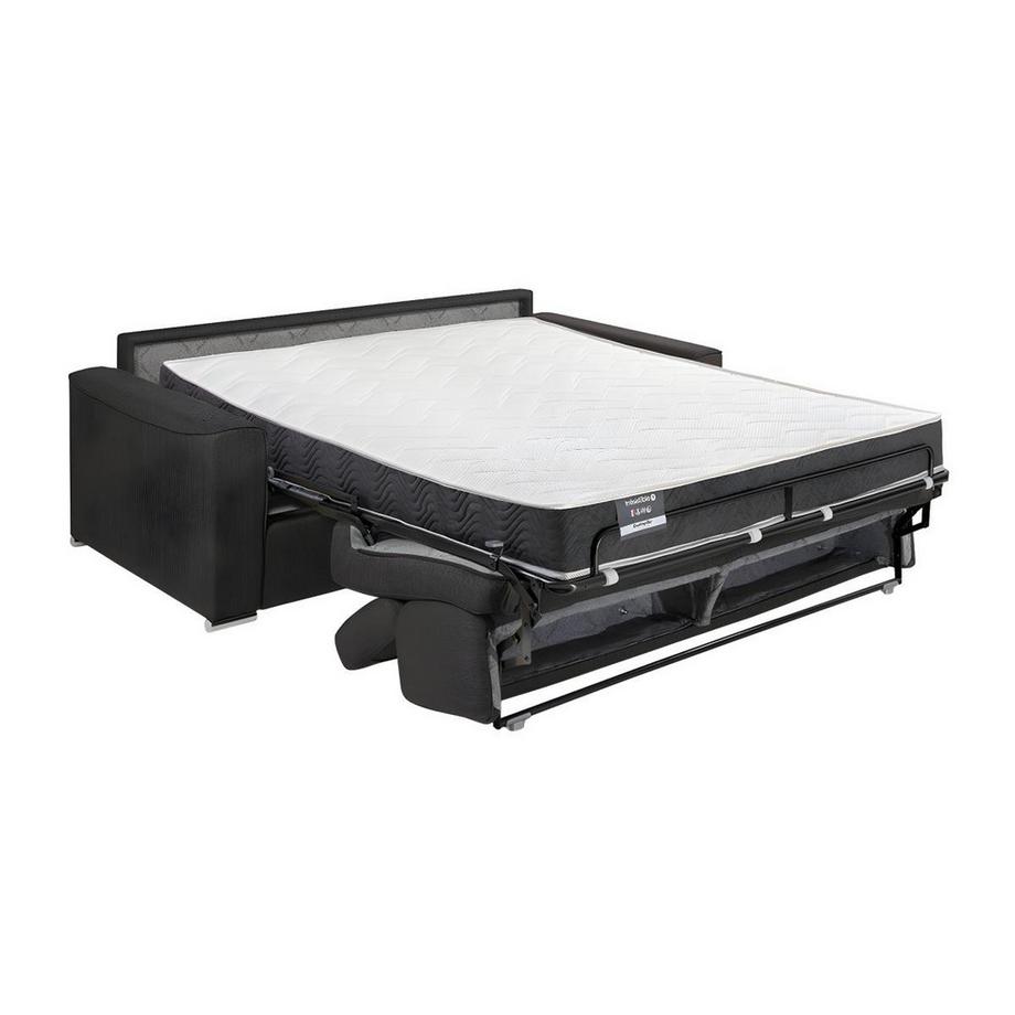 LINEA SOFA Canapé 3 places convertible express en tissu bleu - couchage 140 cm - Matelas 18 cm avec mémoire de forme VIZIR  