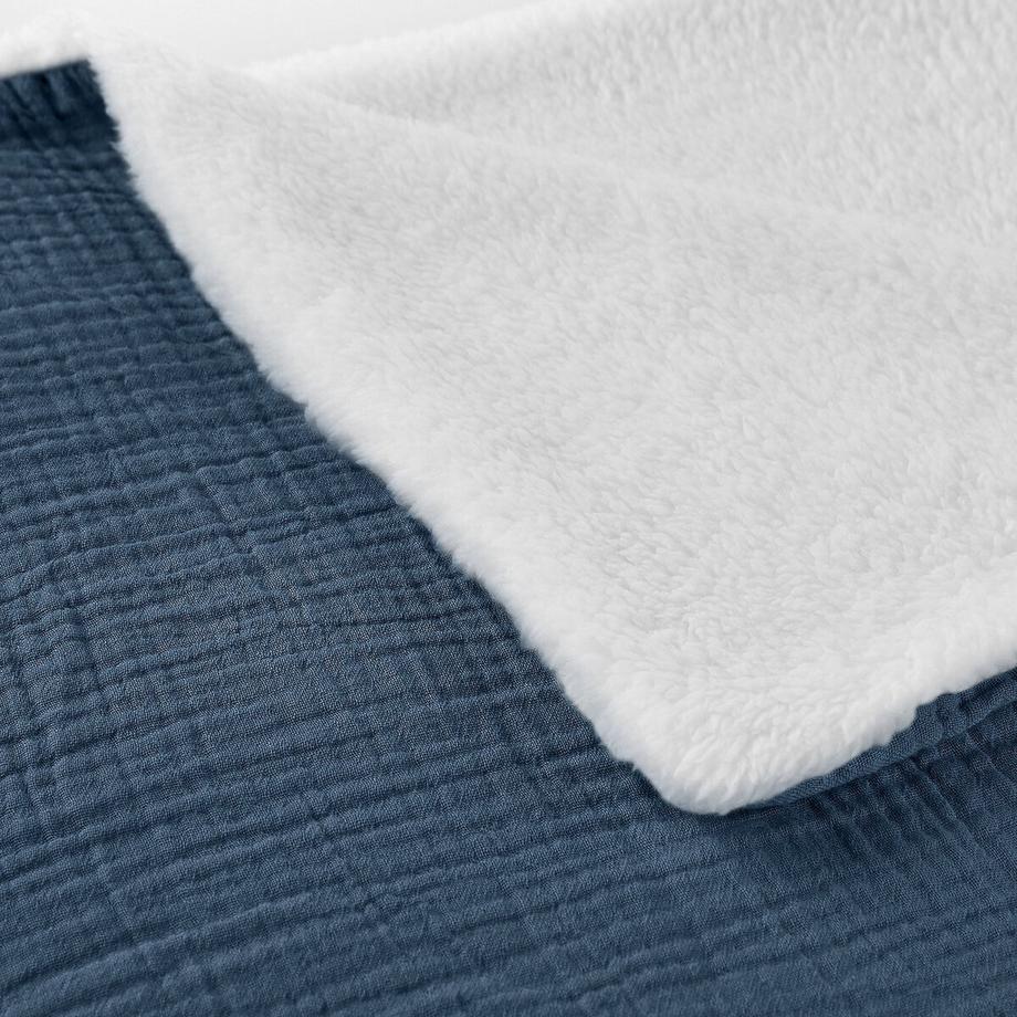 La Redoute Intérieurs Plaid Kumla Mousseline de Coton et Polaire Teddy  