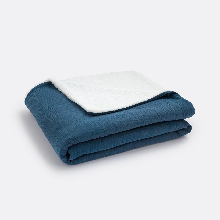 La Redoute Intérieurs Plaid Kumla Mousseline de Coton et Polaire Teddy  