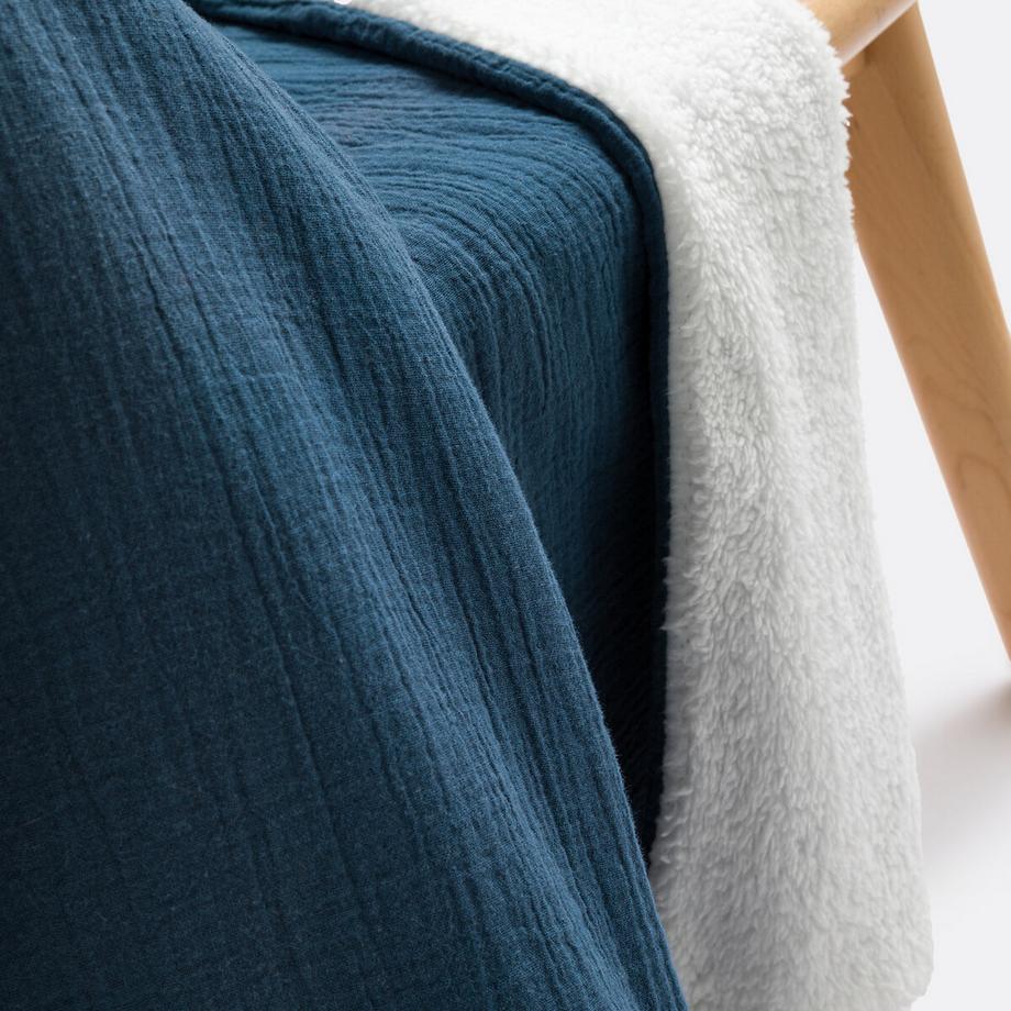 La Redoute Intérieurs Plaid Kumla Mousseline de Coton et Polaire Teddy  