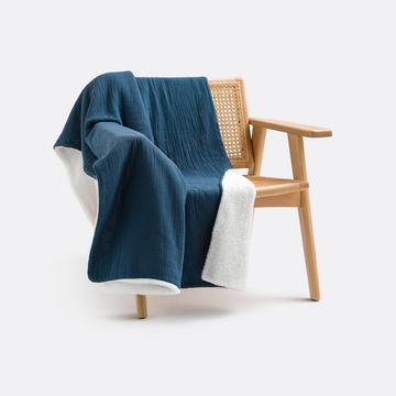 Decke Kumla aus Baumwollmusselin & Teddyfleece