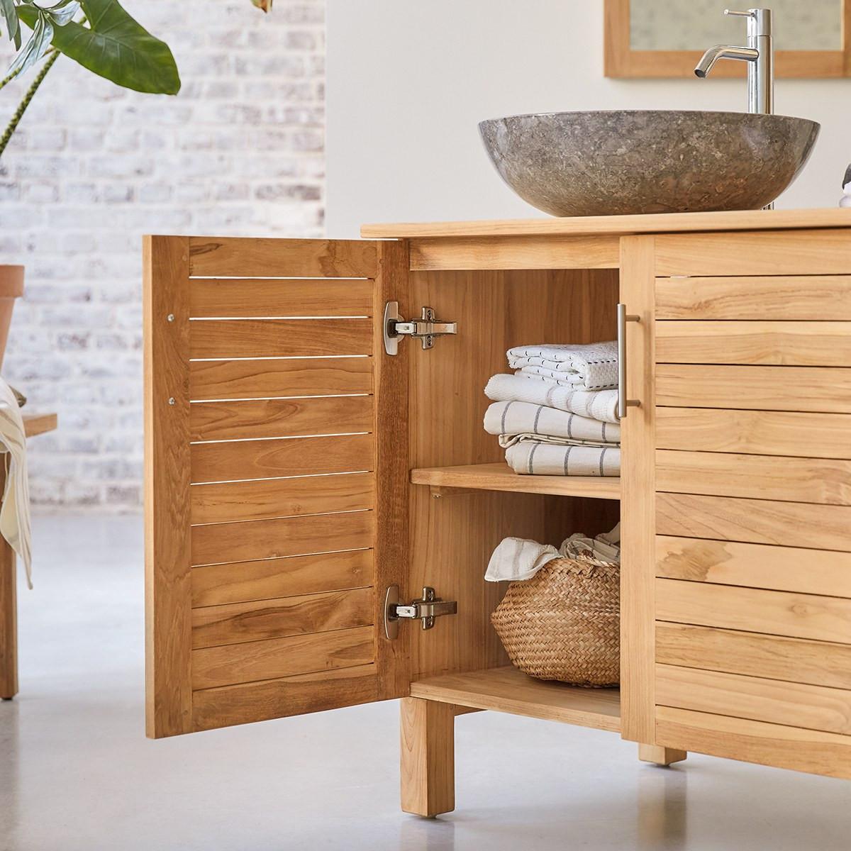 Tikamoon Waschtischunterschrank aus massivem Teakholz 85 cm Soho  