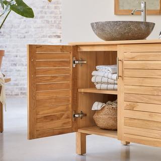 Tikamoon Waschtischunterschrank aus massivem Teakholz 85 cm Soho  