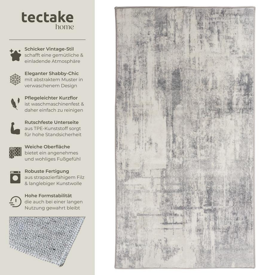 Tectake Vintage Designer Teppich Nadira verschiedene Größen abstraktes, verwaschenes Muster  