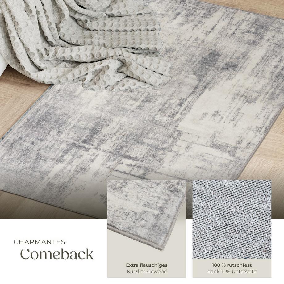 Tectake Vintage Designer Teppich Nadira verschiedene Größen abstraktes, verwaschenes Muster  