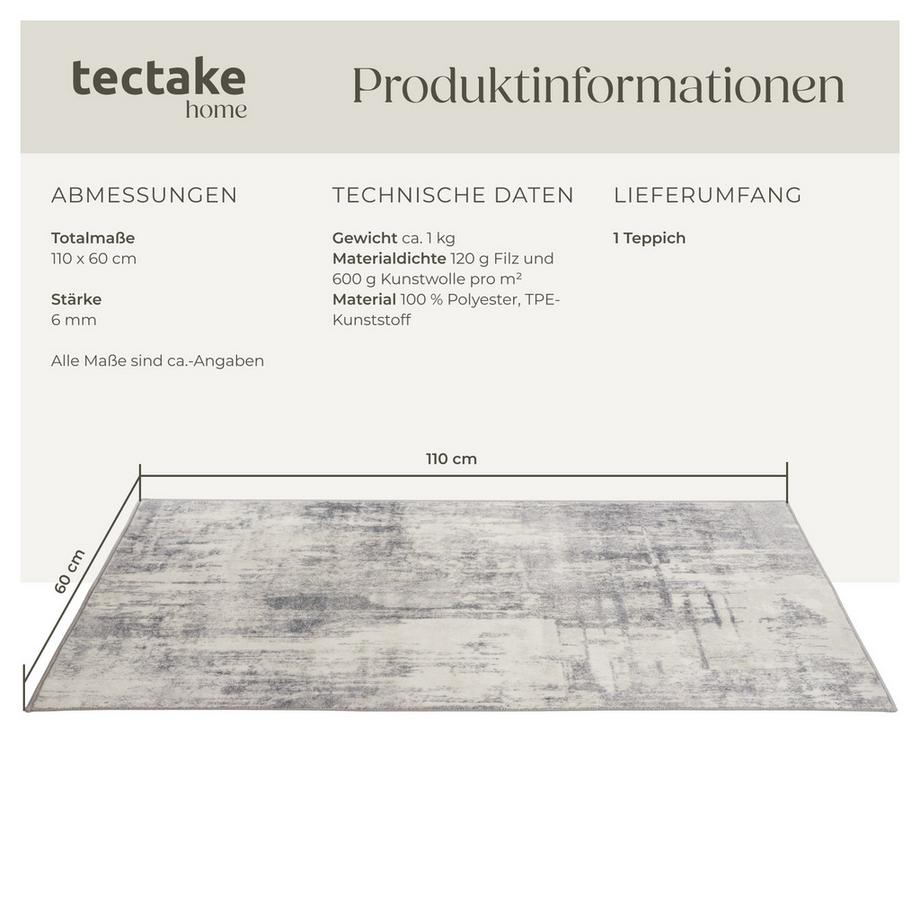 Tectake Vintage Designer Teppich Nadira verschiedene Größen abstraktes, verwaschenes Muster  