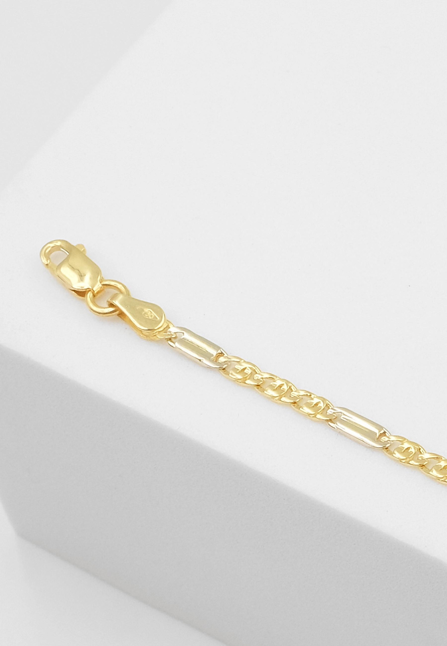 MUAU Schmuck  ID-Bracelet ovale fantaisie blanc/bicolore or jaune 750, 2.3mm, 14cm 