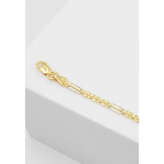 MUAU Schmuck  ID-Bracelet ovale fantaisie blanc/bicolore or jaune 750, 2.3mm, 14cm 