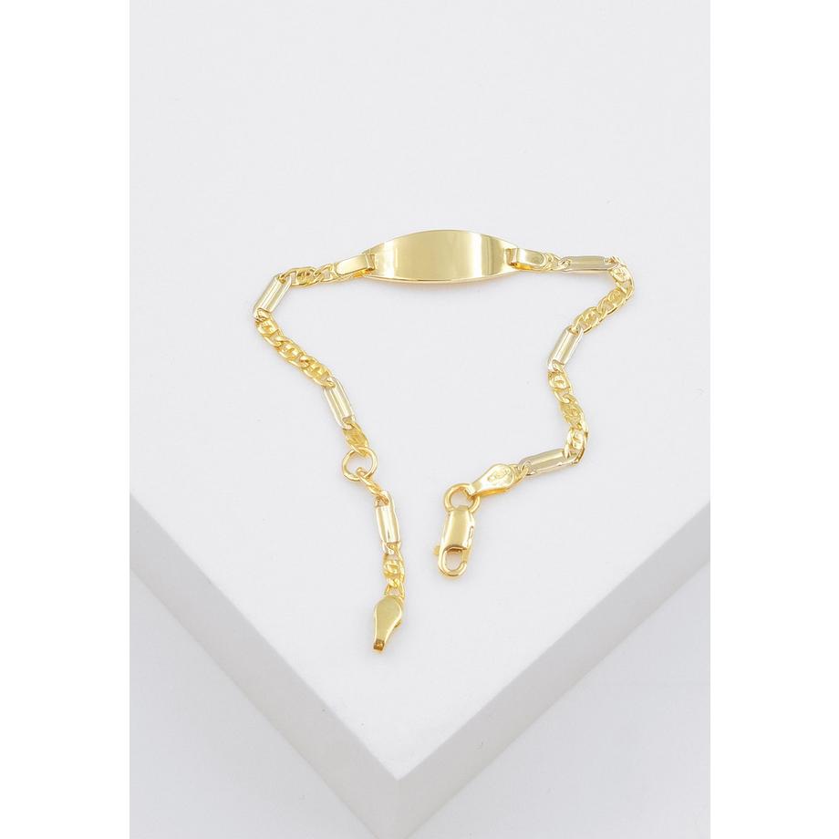 MUAU Schmuck  ID-Bracelet oval Fantasie Weiss-/Bicolor Gelbgoldgold 750, 2.3mm, 14cm 