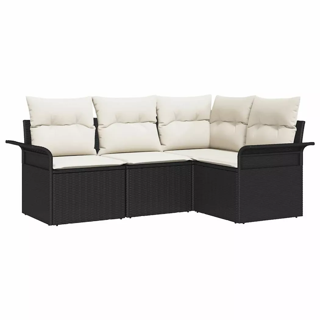 vidaXL Gartensofa-set 4 stk. Schwarz Poly-Rattan
