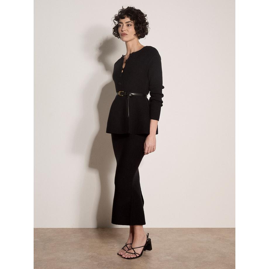 APRICOT Peplum-Saum-Strickjacke aus Rippstrick  