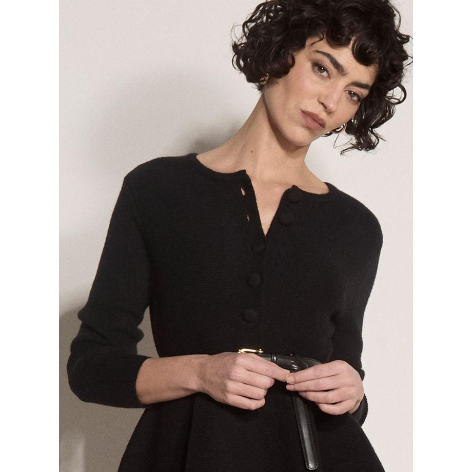 APRICOT Peplum-Saum-Strickjacke aus Rippstrick  
