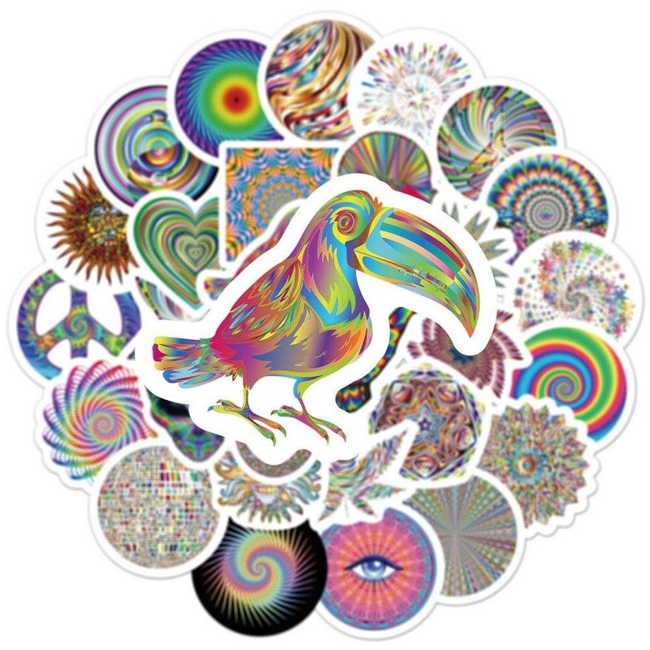 Gameloot Adesivi - motivi psichedelici - 50 pz  
