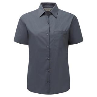 Russell  Collection Poplin Bluse, Kurzarm, pflegeleicht 