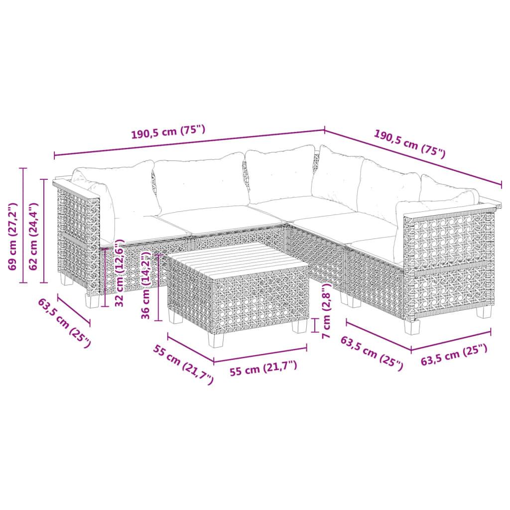 VidaXL set divano da giardino Polirattan  