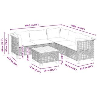 VidaXL Ensemble de canapés de jardin rotin synthétique  