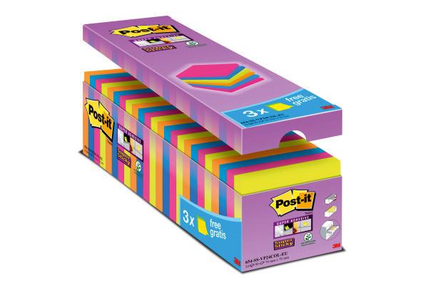 Post it POST-IT Super Sticky Notes 76x76mm 654SE24 24 Farben 24 x 90 Blatt  