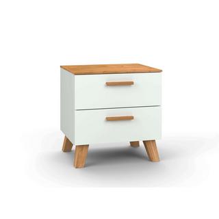 mutoni Table de nuit Helsinki chêne massif blanc 50x41x52  