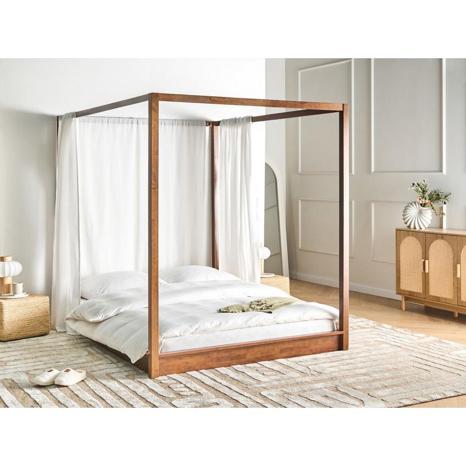 Beliani Letto a baldacchino en Legno di caucciù  HERLIERE  