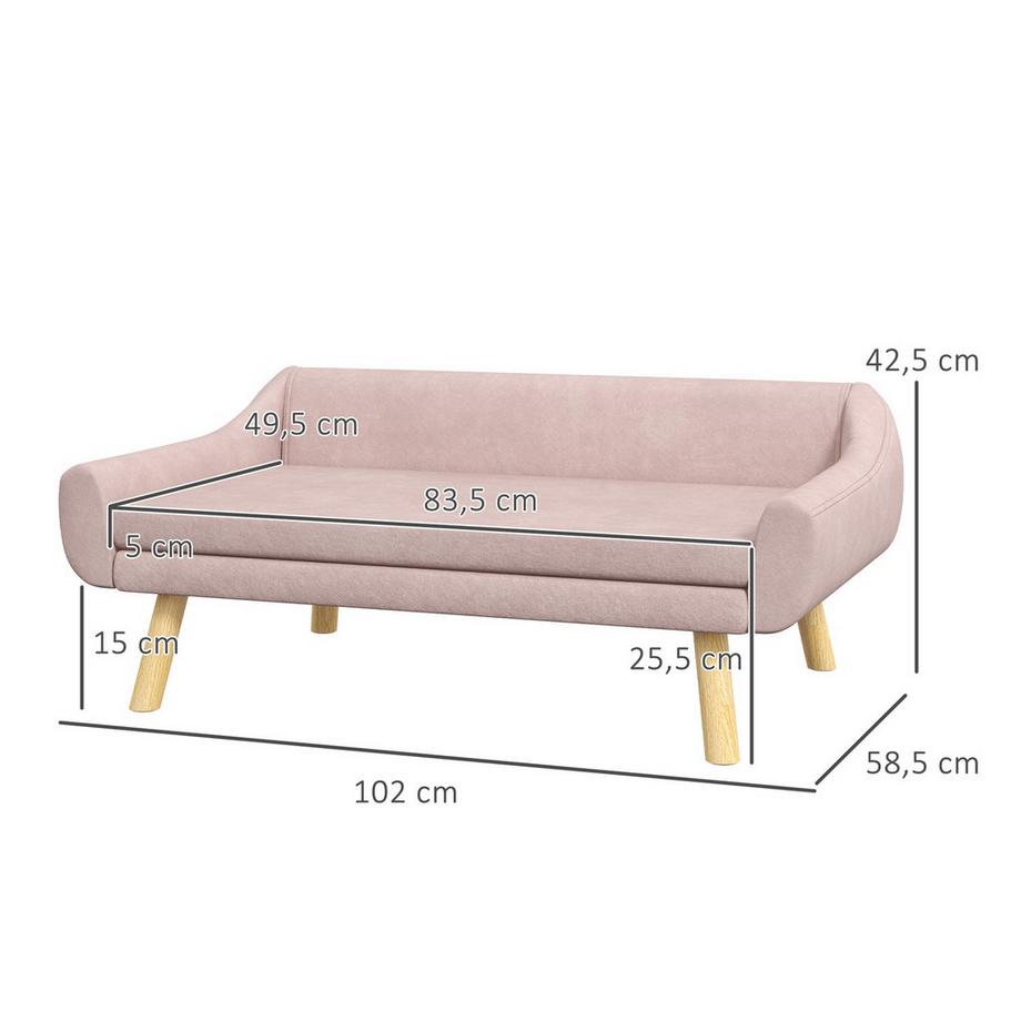 Northio  Canapé Pour Chien Élégant Pour Chat Avec Dossier, Idéal Pour Les Chiens De Taille Moyenne/Grande, Velours, Rose, 102 X 58,5 X 42,5 Cm 