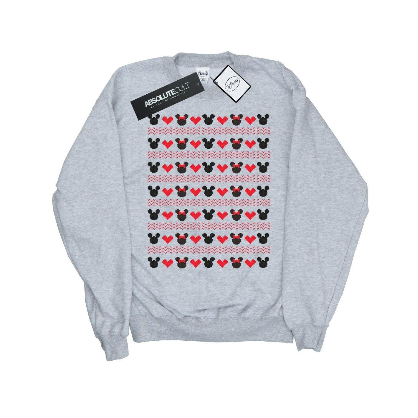 Image of Mickey And Minnie Christmas Hearts Sweatshirt Unisex Grau 152-158