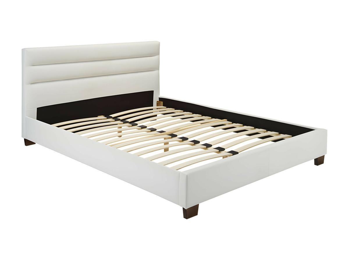 Vente-unique Letto 180 x 200 cm Similpelle Bianco  - FAUSTIN  