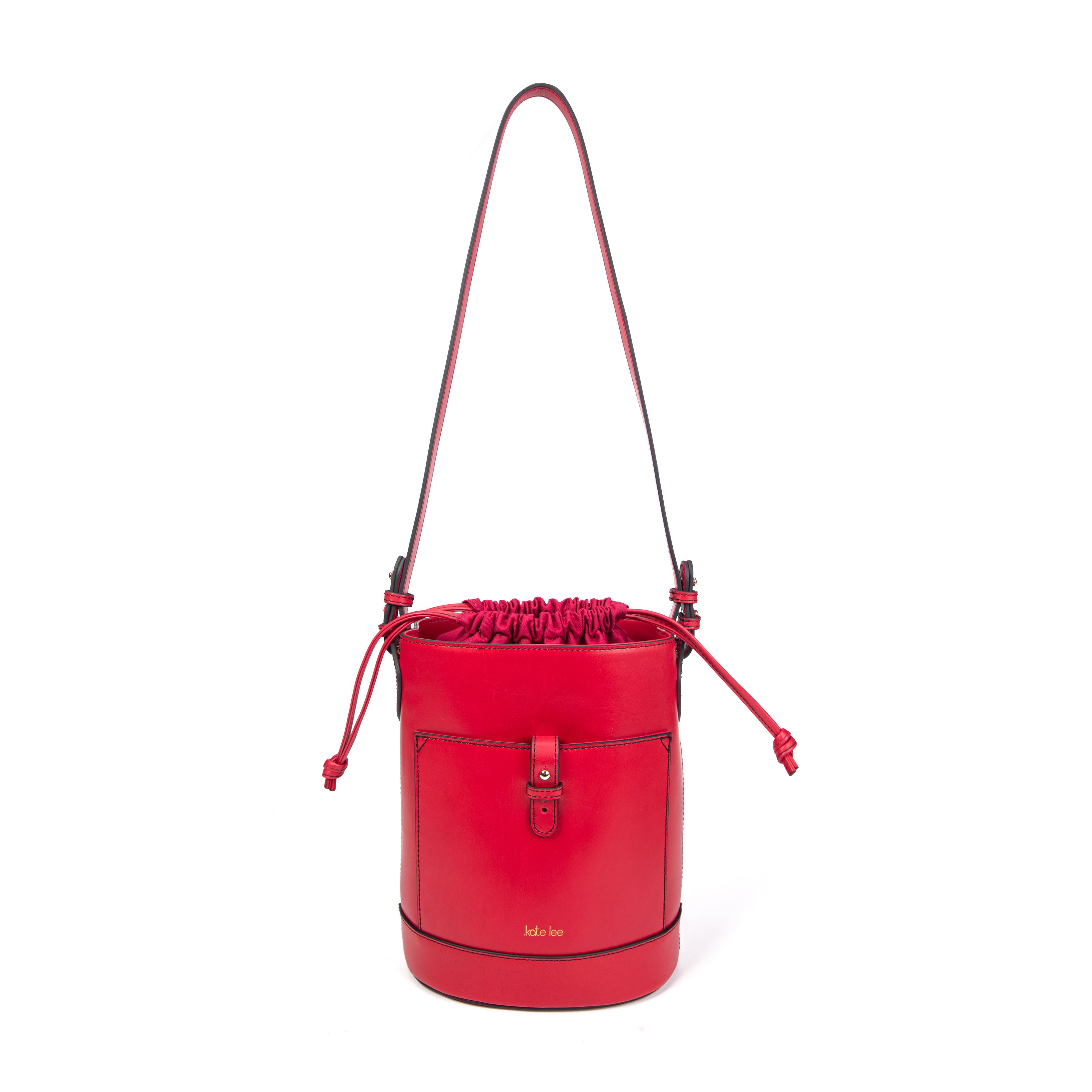 Image of Eimertasche Aus Leder Louvre Flammenrot Damen Rot ONE SIZE