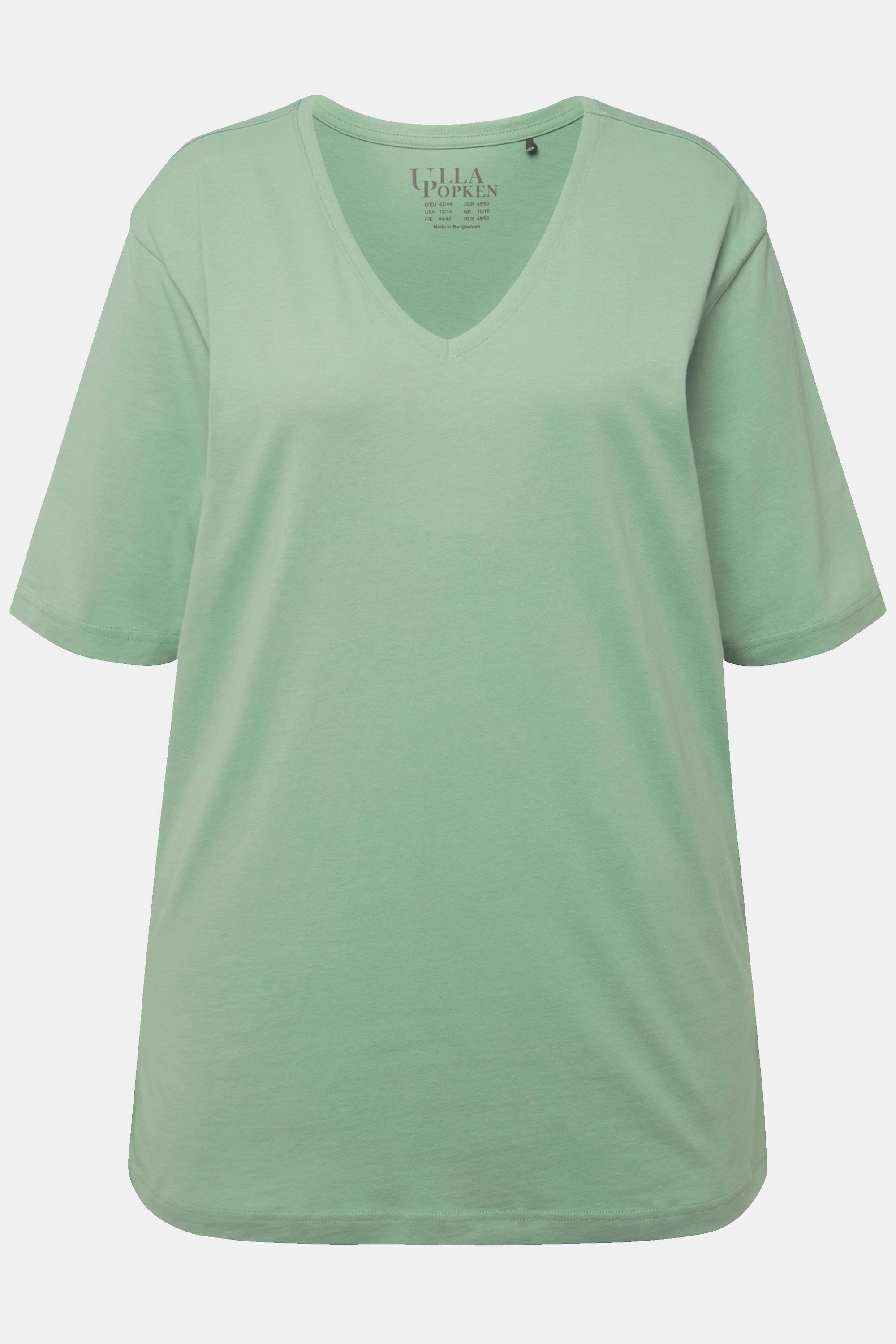 Ulla Popken  T-shirt dalle linee morbide con scollo a V e mezze maniche 