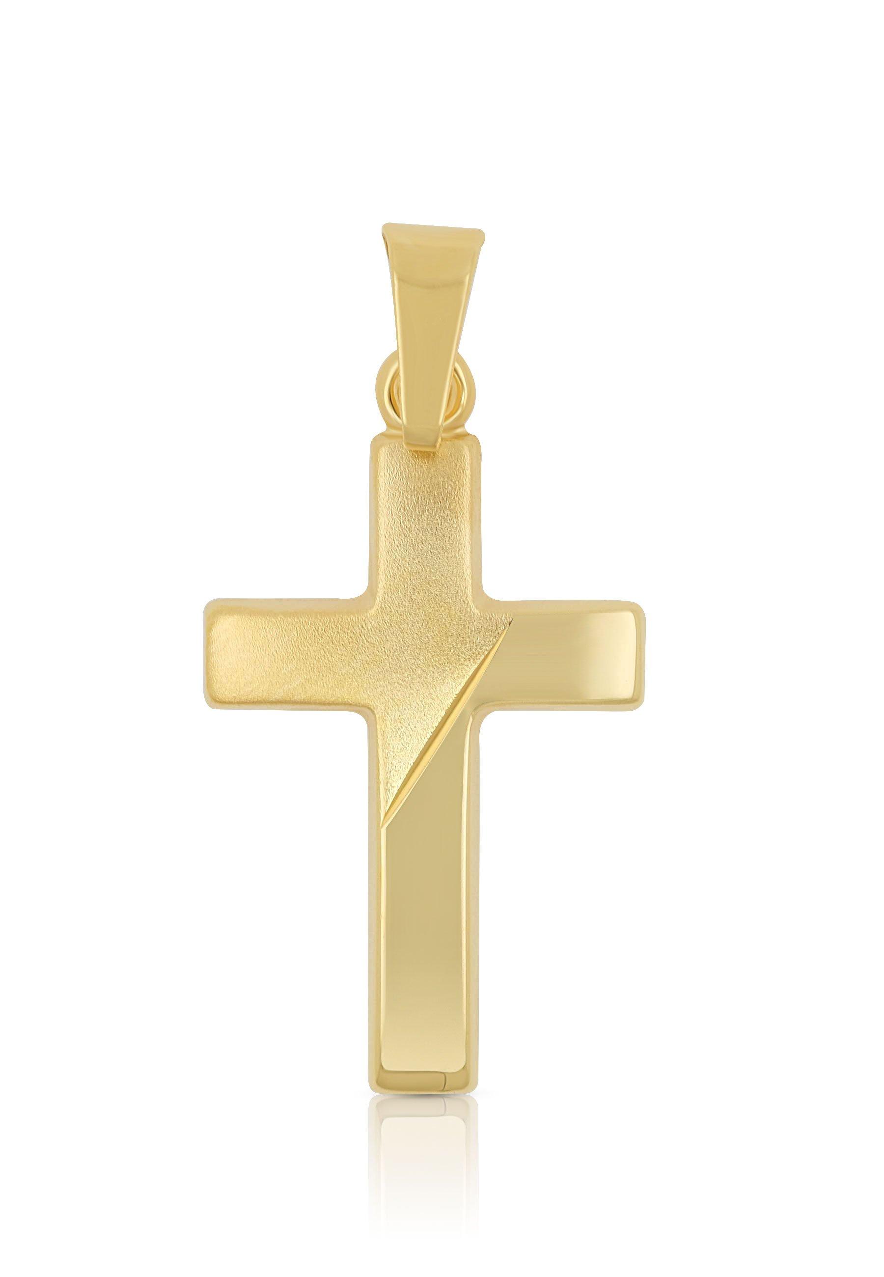 MUAU Schmuck  Anhänger Kreuz Gelbgold 750, 18x12mm 