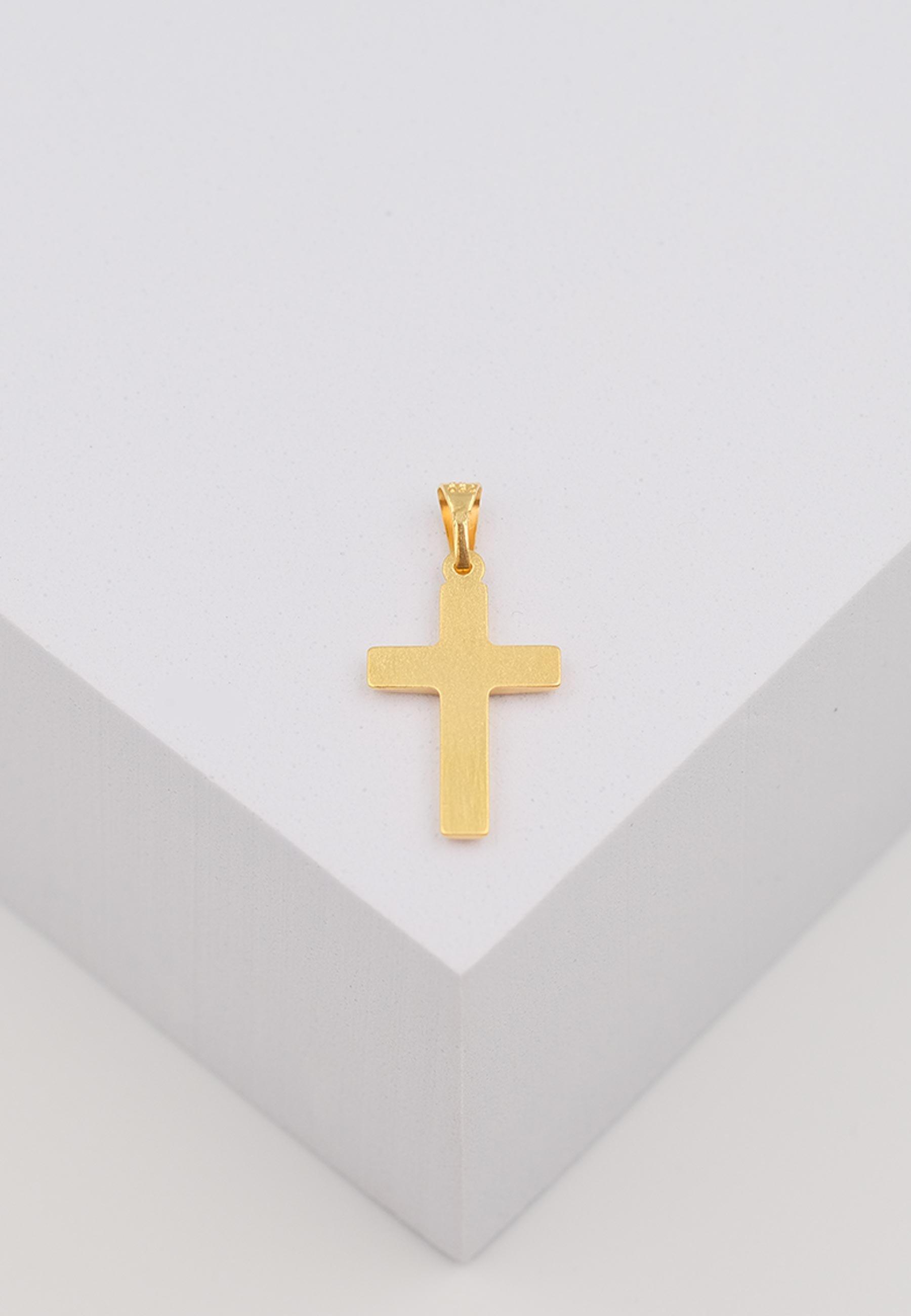 MUAU Schmuck  Anhänger Kreuz Gelbgold 750, 18x12mm 