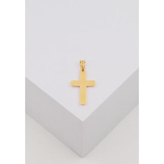 MUAU Schmuck  Anhänger Kreuz Gelbgold 750, 18x12mm 