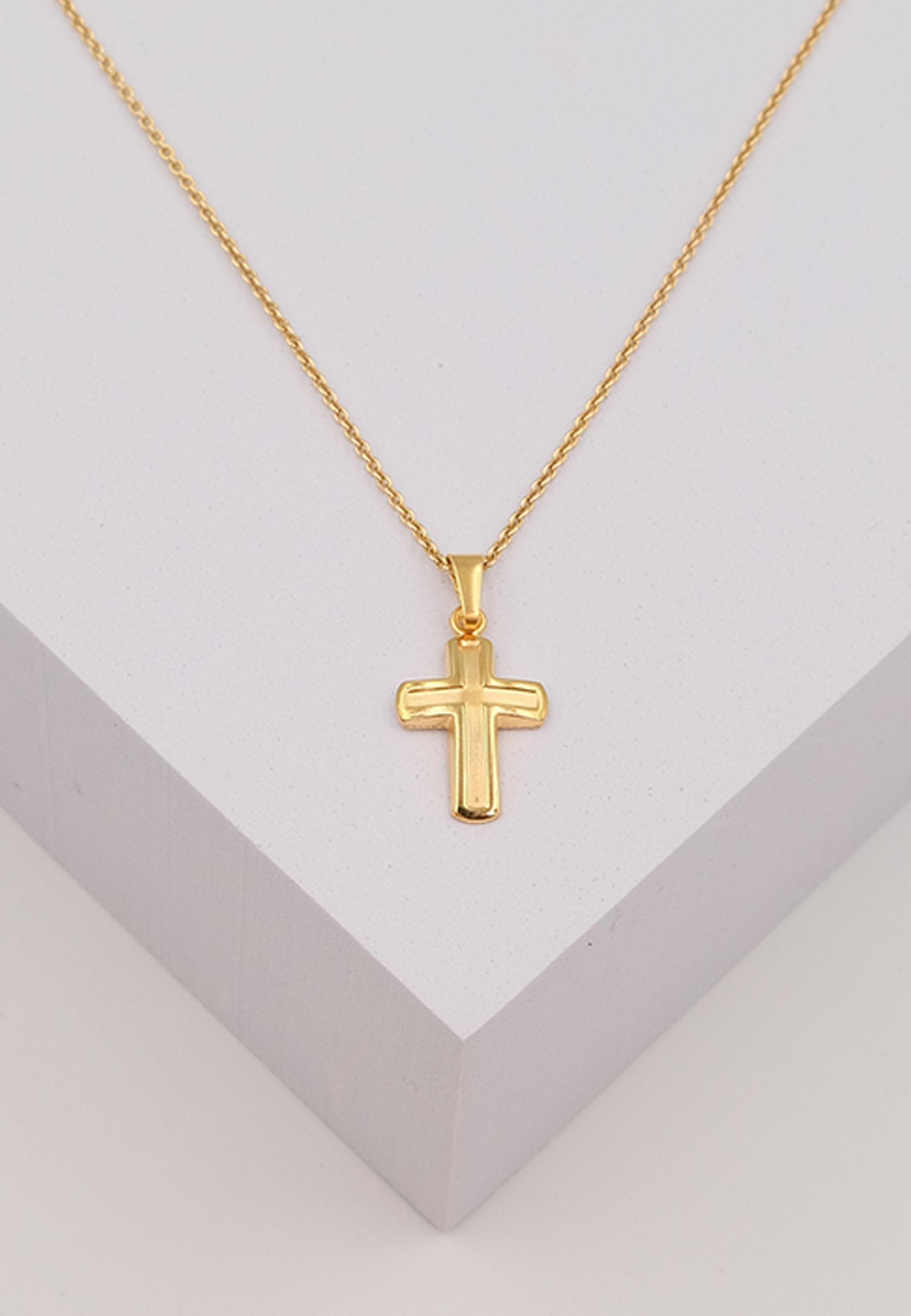 MUAU Schmuck  Anhänger Kreuz Gelbgold 750, 18x12mm 