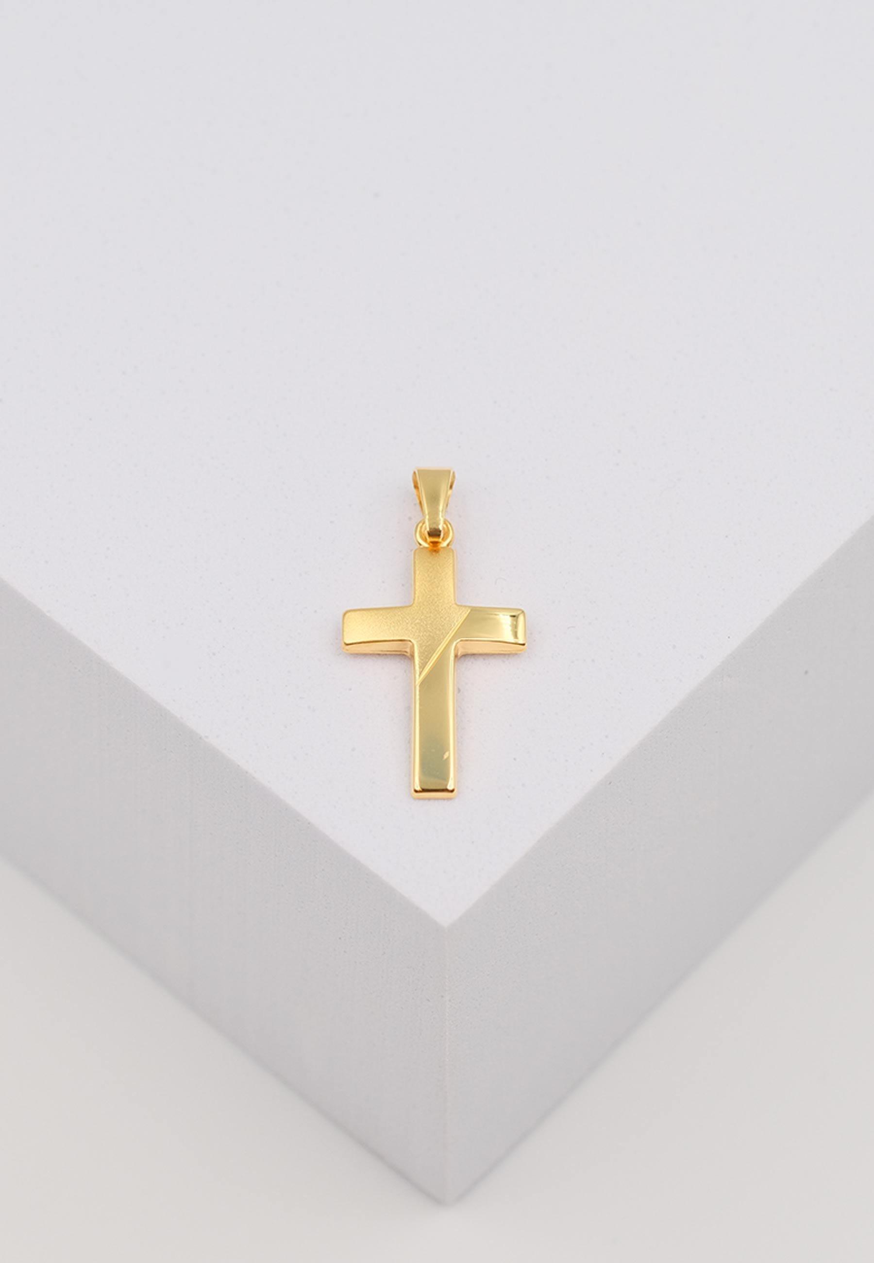 MUAU Schmuck  Anhänger Kreuz Gelbgold 750, 18x12mm 