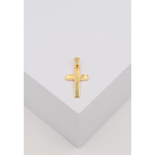 MUAU Schmuck  Anhänger Kreuz Gelbgold 750, 18x12mm 